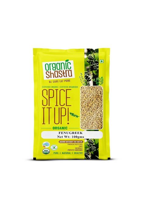Organic Shastra Fenugreek Seeds/Methi Dana/Menthi Ginja - 100Gms | Pack Of 1 100% Chemical Free & Pesticides