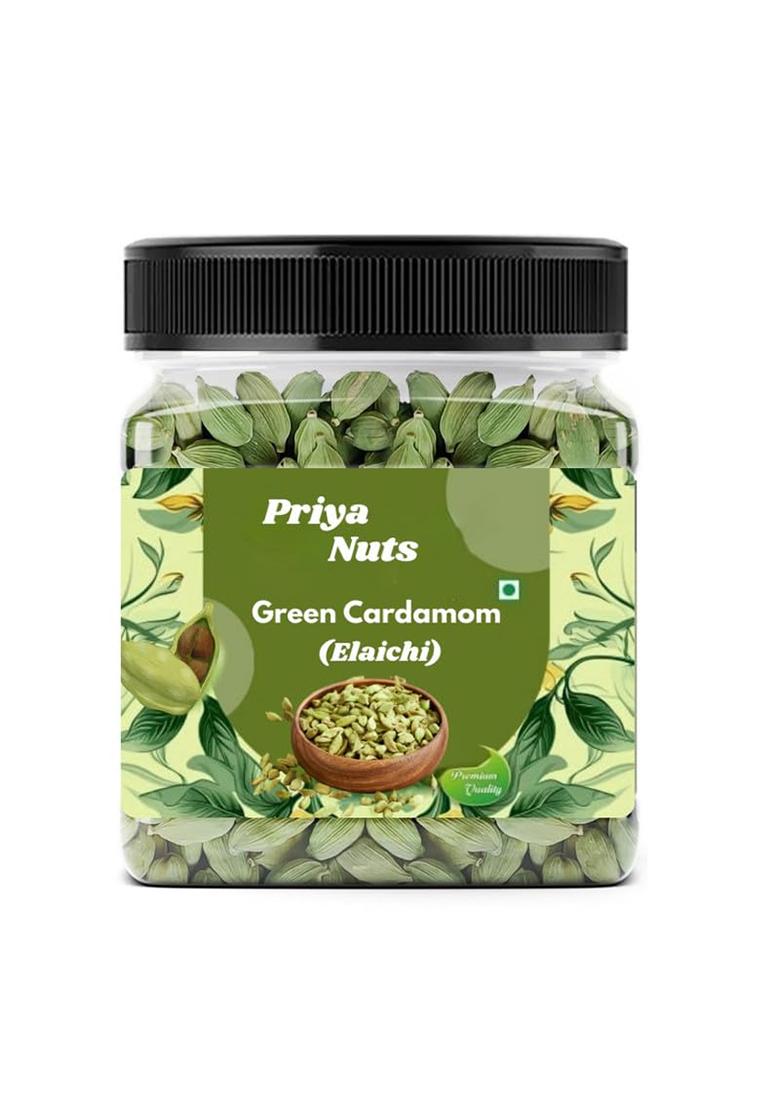 Priya Nuts Green Cardamom (Elaichi) | Aromatic & Flavorful Whole Pods Natural Spice For Cooking, Desserts Chai |500Gm