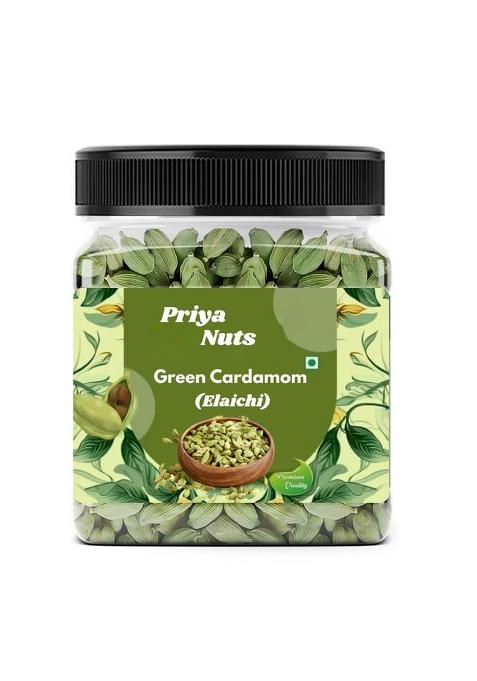 Priya Nuts Green Cardamom (Elaichi) | Aromatic & Flavorful Whole Pods Natural Spice For Cooking, Desserts Chai |500Gm