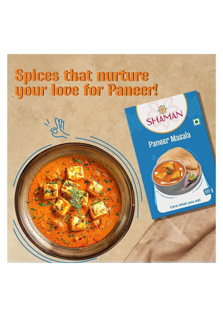 Shaman Spices Craving Essential Masala Combo Pack Of 6 Rajwadi Garam Masala, Paneer, Kitchen King, Pav Bhaji, Chhole & Pani Puri Powder, 50 G Each | No Added Color Or Preservatives Authentic