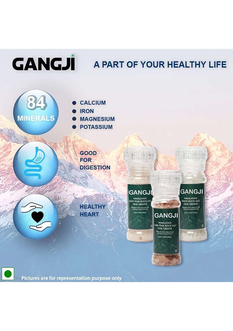 Gangji Himalayan White Rock Salt (125G) | Fine Grain Non-Iodised Weight Loss & Healthy Cooking Powder Mineral Rich Premium Natural - Indya