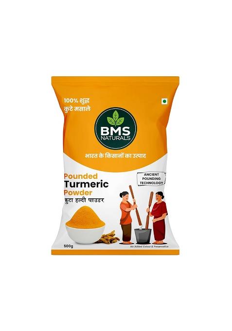 Bms Naturals Pounded Turmeric Powder | 500G With Natural Oils No Artificial Colour Pouch