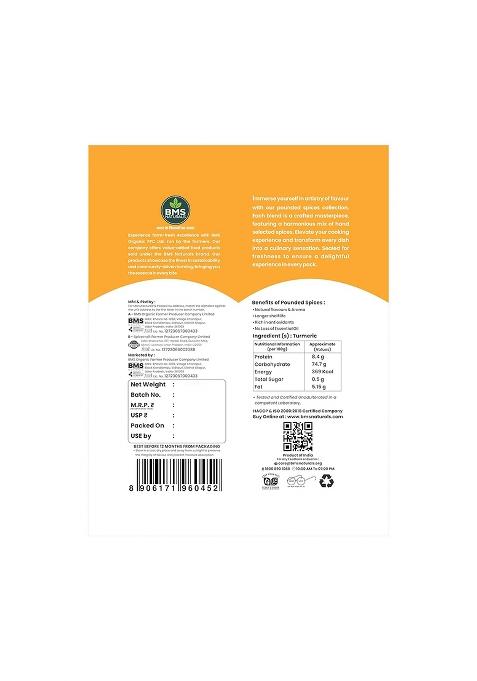 Bms Naturals Pounded Turmeric Powder | 500G With Natural Oils No Artificial Colour Pouch