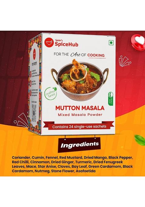 Saver'S Spicehub Mutton Masala Mixed Powder, 24 Single-Use Sachets, Premium Blend Of 20 Spices