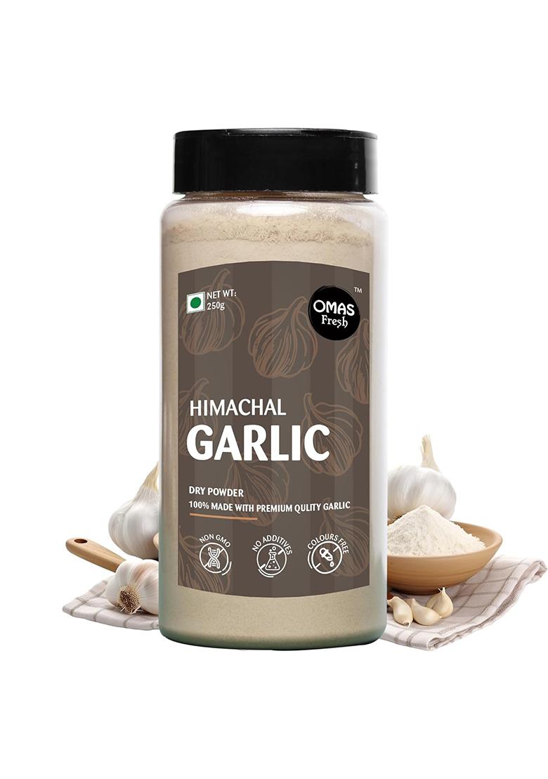 Omas Fresh Himachal Garlic Dry Powder For Breads, Naan, Dips, Soup, Sabji, Sauces (Dehydrated Ground Garlic) | 100% Pure Lehsun Ready To Use No Preservative (250G)