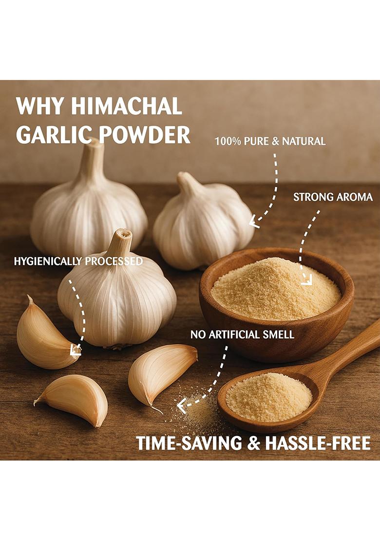 Omas Fresh Himachal Garlic Dry Powder For Breads, Naan, Dips, Soup, Sabji, Sauces (Dehydrated Ground Garlic) | 100% Pure Lehsun Ready To Use No Preservative (250G)