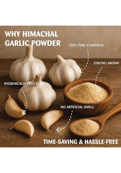 Omas Fresh Himachal Garlic Dry Powder For Breads, Naan, Dips, Soup, Sabji, Sauces (Dehydrated Ground Garlic) | 100% Pure Lehsun Ready To Use No Preservative (250G)