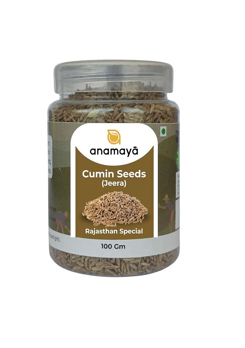 Anamaya Cumin Seeds | Jeera Sabut Black From Rajasthan Aromatic & Flavorful 100% Natural 100G - Indya