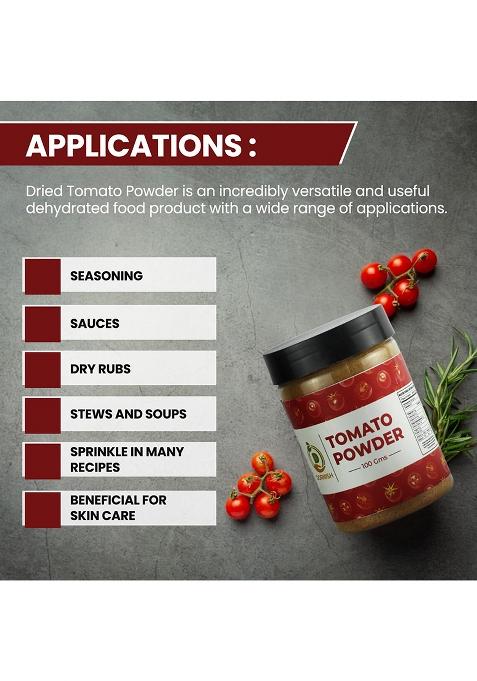 Dornish Starch And Additives Private Limited Dehydrated Tomato Powder 100 G/Tangy, Dried, Delicious/For Chips, Vegetables, Sauces, Soups, Pizza, Pasta, Salads, Popcorns, Makhanas, Sandwiches, Fries