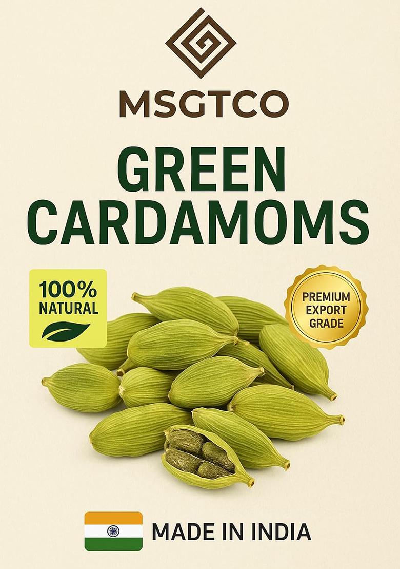 M S General Trading Company Msgtco Premium Green Cardamom Pods, 100% Natural, Export Grade, From Kerala, 20G