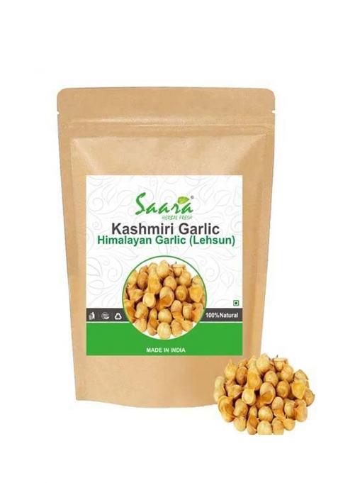 Saara Herbal Fresh Kashmiri Garlic, Himalayan Organic Single Clove Snow Mountain 200G(Pack Of 2 X 100Gm) Brown Zipper Package