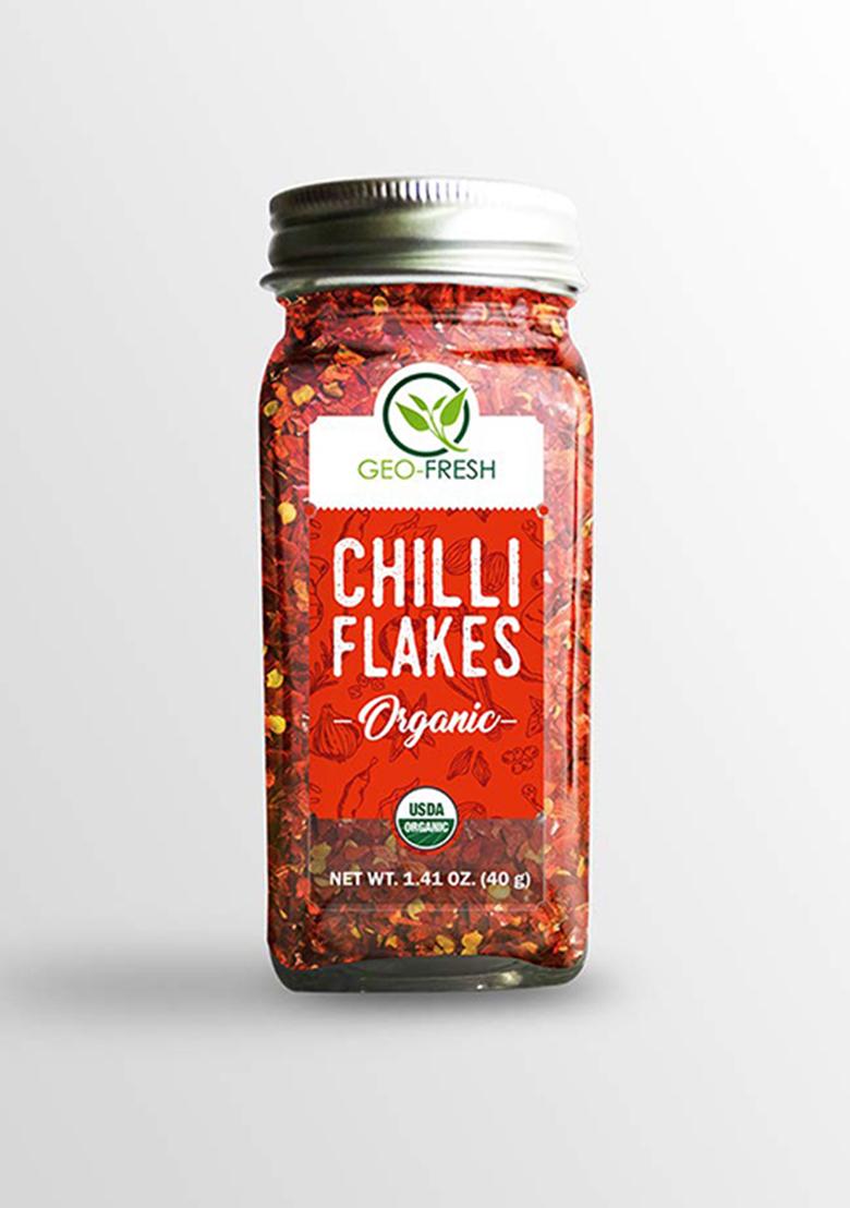 Geo-Fresh Organic Chilli Flakes, 30G (Pack Of 2)| For Pizza, Pasta, Garlic Bread, Italian Cusines| No Artifical Colour & Preservatives| 100% Organic, Non-Gmo, Usda Certified, Jaivik Bharat Certified