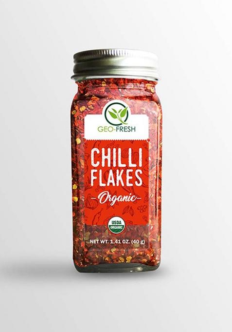Geo-Fresh Organic Chilli Flakes, 30G (Pack Of 2)| For Pizza, Pasta, Garlic Bread, Italian Cusines| No Artifical Colour & Preservatives| 100% Organic, Non-Gmo, Usda Certified, Jaivik Bharat Certified