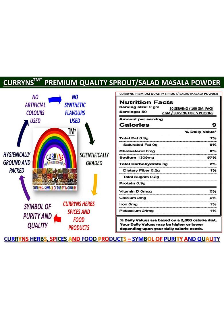 Curryns Sprout Salad Masala Powder | Spices With Natural Oils Ready For Healthy Delicious & Cooking(100 Gm)
