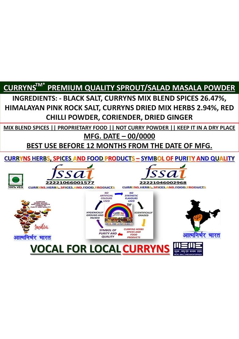 Curryns Sprout Salad Masala Powder | Spices With Natural Oils Ready For Healthy Delicious & Cooking(100 Gm)