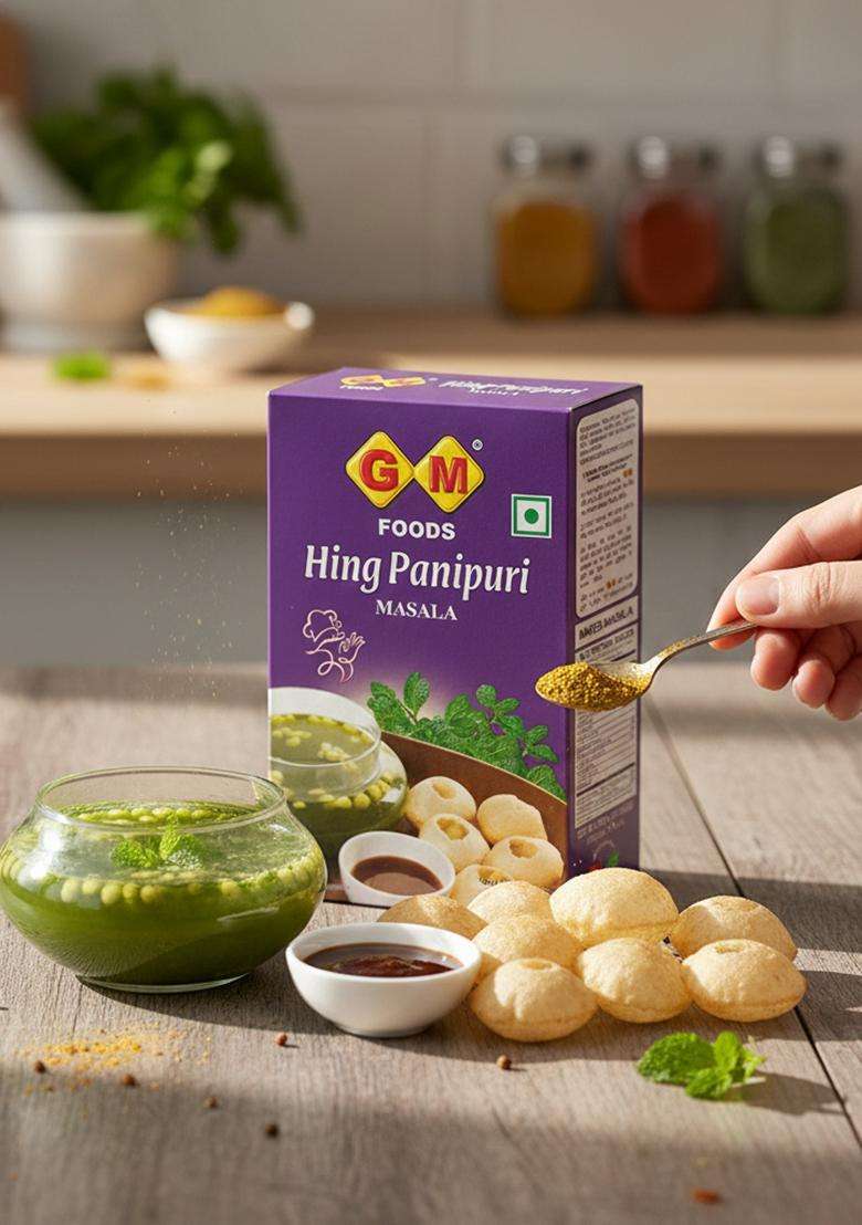 Gm Foods Hing Pani Puri Masala Powder 100 Gram (Pack Of 2) | Authentic Instant Mix Natural Indian Spices Tangy & Flavorful Golgappa No Msg, Artificial Additives Preservatives - Indya