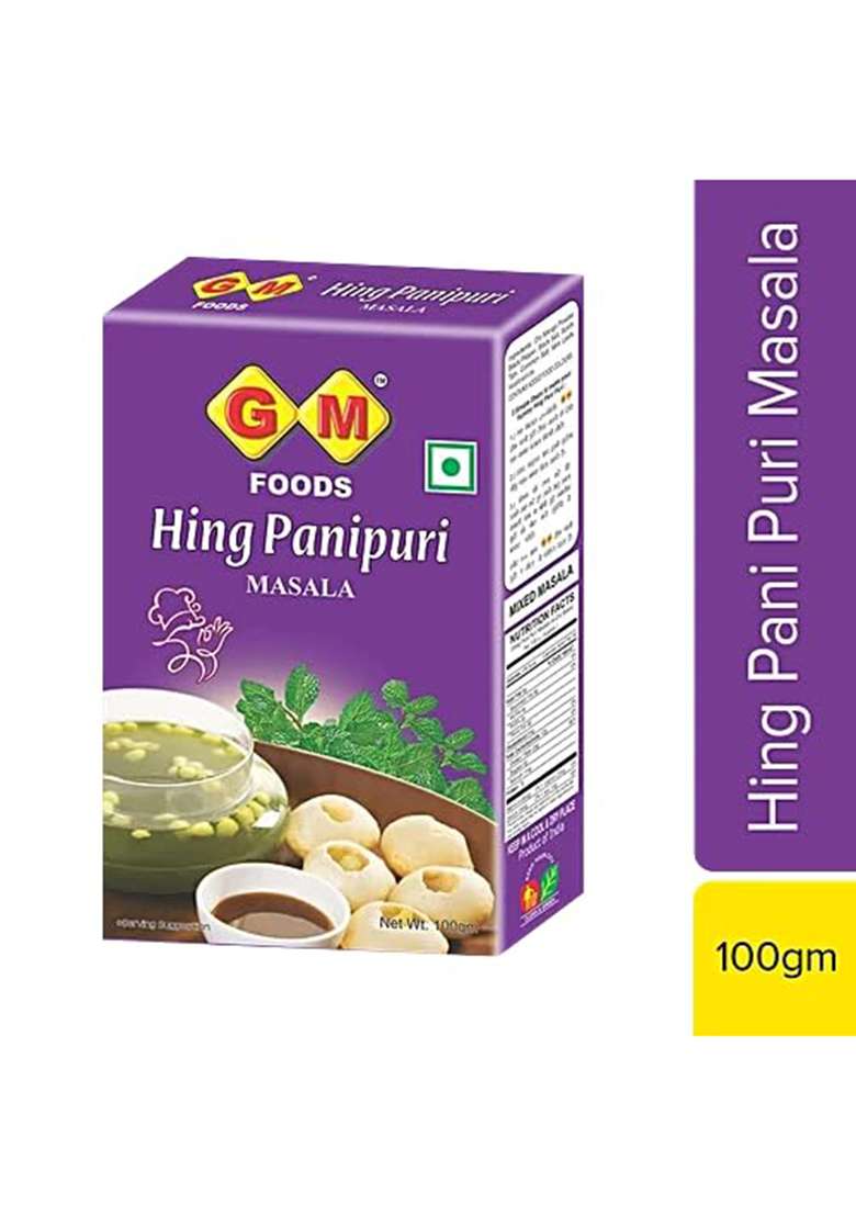 Gm Foods Hing Pani Puri Masala Powder 100 Gram (Pack Of 2) | Authentic Instant Mix Natural Indian Spices Tangy & Flavorful Golgappa No Msg, Artificial Additives Preservatives - Indya
