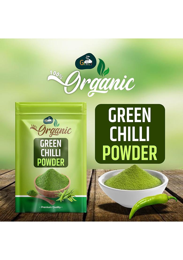 Groly Gorly Organic Green Chilli Powder 50Gm | 100% Pure & Natural Spicy And Flavorful Ideal For Cooking, Seasoning, Marinades