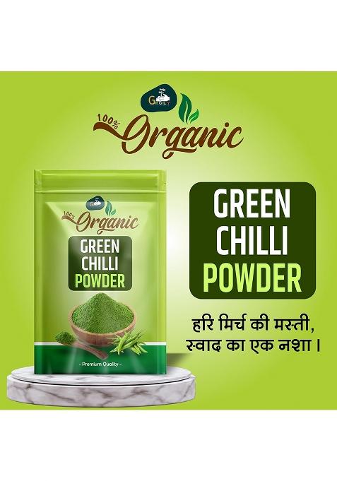 Groly Gorly Organic Green Chilli Powder 50Gm | 100% Pure & Natural Spicy And Flavorful Ideal For Cooking, Seasoning, Marinades