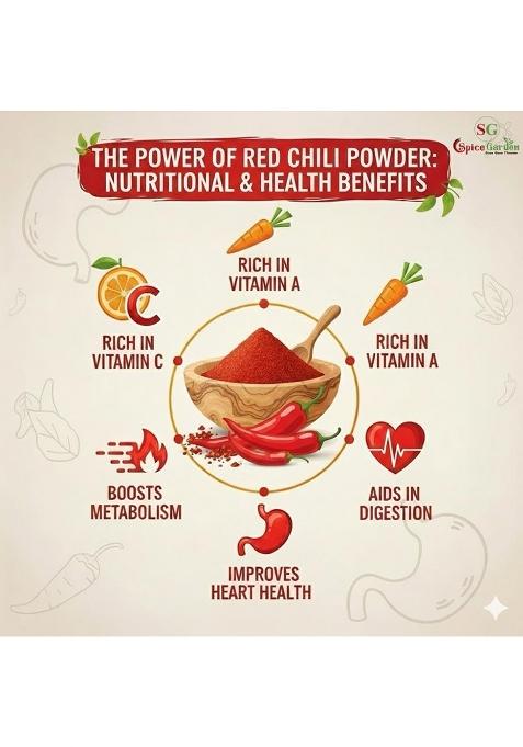 Spice Garden Masale Guntur Chilly Powder | Red Chilli For Daily Cooking Absolute Purity No Artificial Colors And Preservatives (1 Kg)