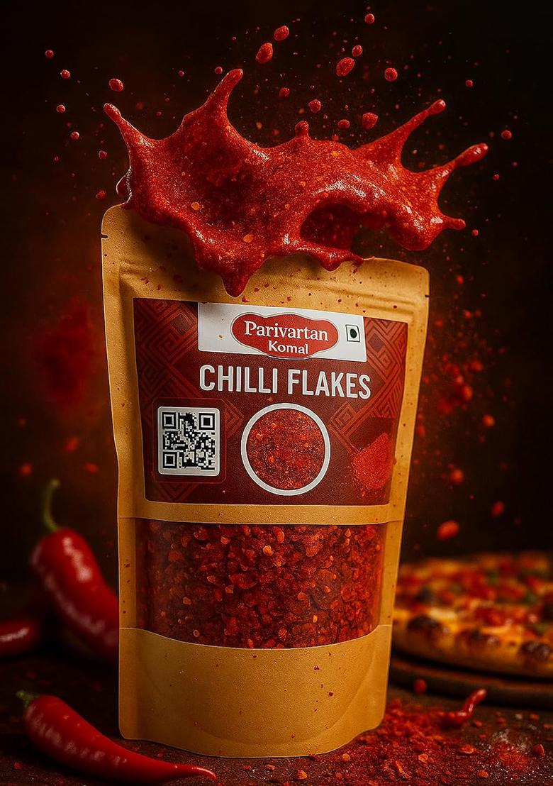 Parivartan Komal Premium Red Chilli Flakes, Spicy Seasoning In Resealable Pouch|100G | Ideal For Pizza, Pasta And Garlic Bread Moisture Resistant Sprinkler Jar No Artificial Flavours Colours