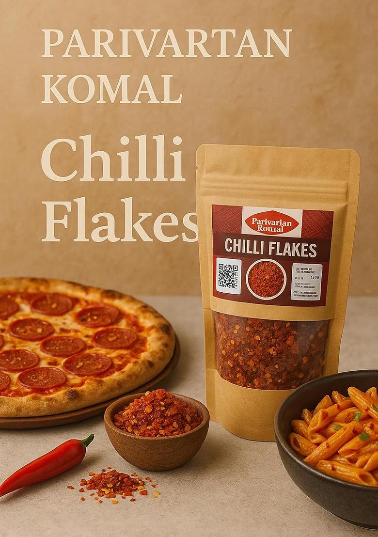 Parivartan Komal Premium Red Chilli Flakes, Spicy Seasoning In Resealable Pouch|100G | Ideal For Pizza, Pasta And Garlic Bread Moisture Resistant Sprinkler Jar No Artificial Flavours Colours