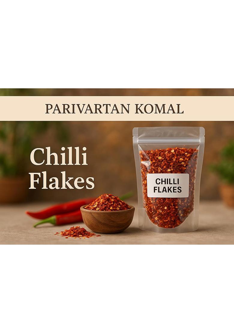 Parivartan Komal Premium Red Chilli Flakes, Spicy Seasoning In Resealable Pouch|100G | Ideal For Pizza, Pasta And Garlic Bread Moisture Resistant Sprinkler Jar No Artificial Flavours Colours