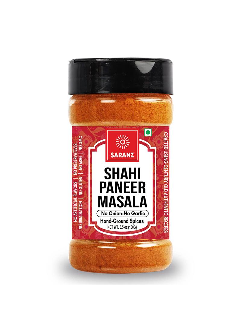 Saranz Shahi Paneer Jain Blended Masala Perfect For Cooking, Ready To Use, No Added Colours, Spice Powders And Masalas, Premium Artisanal Spices With Rich & Strong Flavour-100 Grams Sprinkler Jar