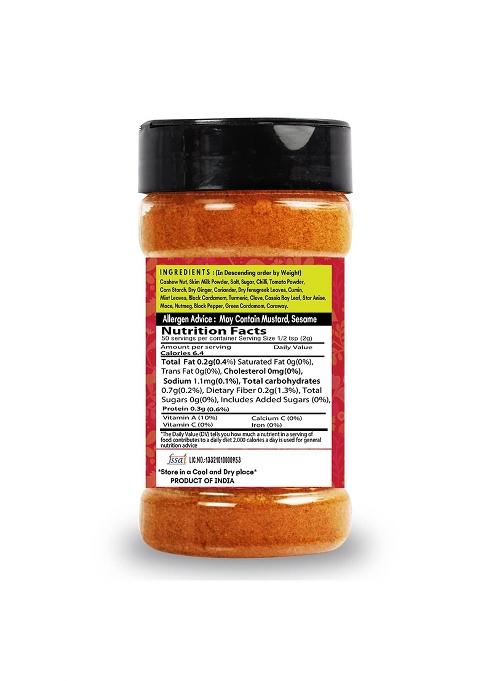 Saranz Shahi Paneer Jain Blended Masala Perfect For Cooking, Ready To Use, No Added Colours, Spice Powders And Masalas, Premium Artisanal Spices With Rich & Strong Flavour-100 Grams Sprinkler Jar