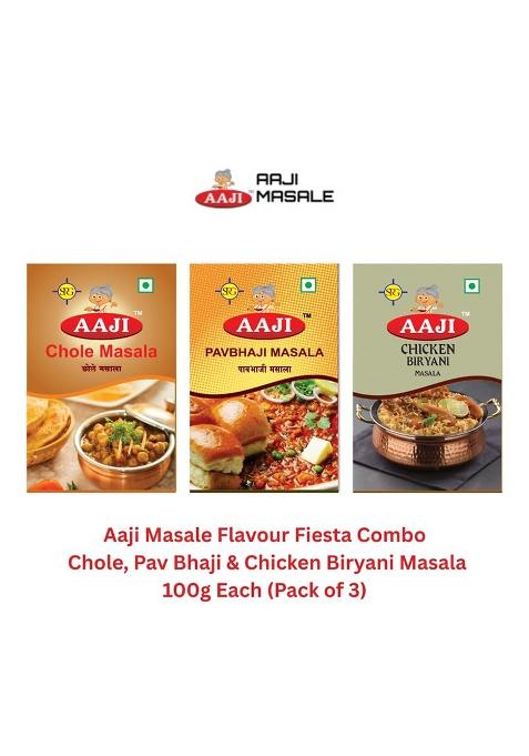 Spg Aaji Masale Flavour Fiesta Combo Chole, Pav Bhaji & Chicken Biryani Masala 100G Each (Pack Of 3)