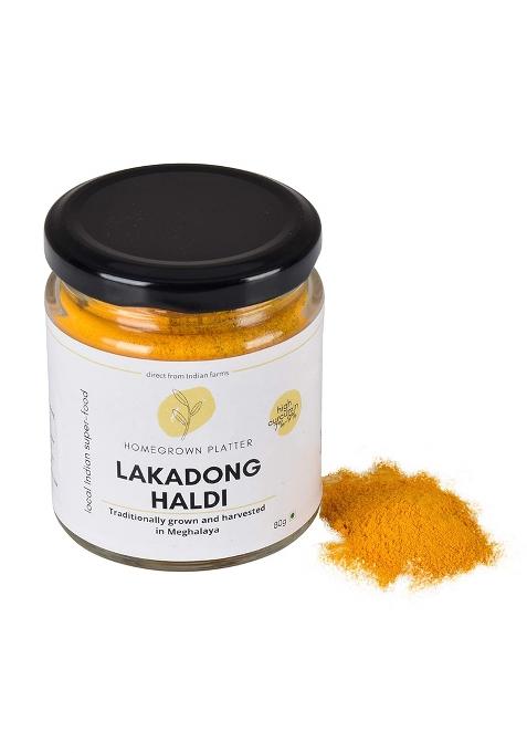 Homegrown Platter Natural Turmeric Powder | Lakadong Haldi High Curcumin Content Immunity Booster Spiced Latte - 80 Grams