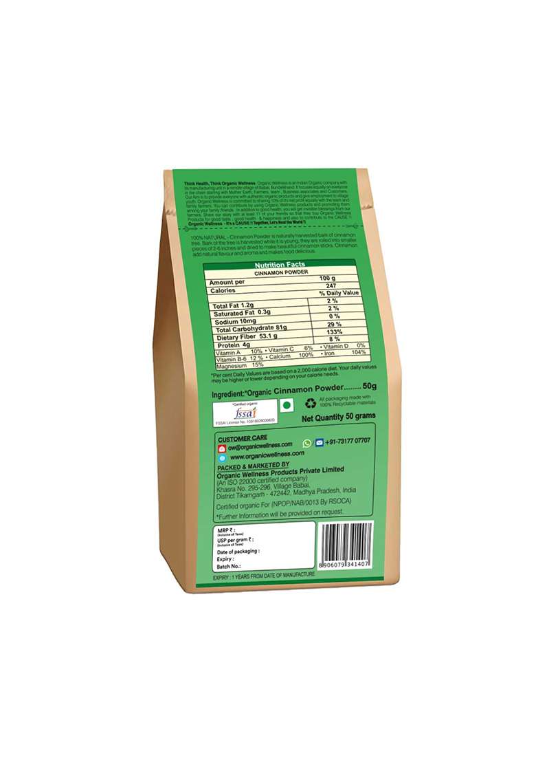Organic Wellness Cinnamon Powder 50 Grams - Indya