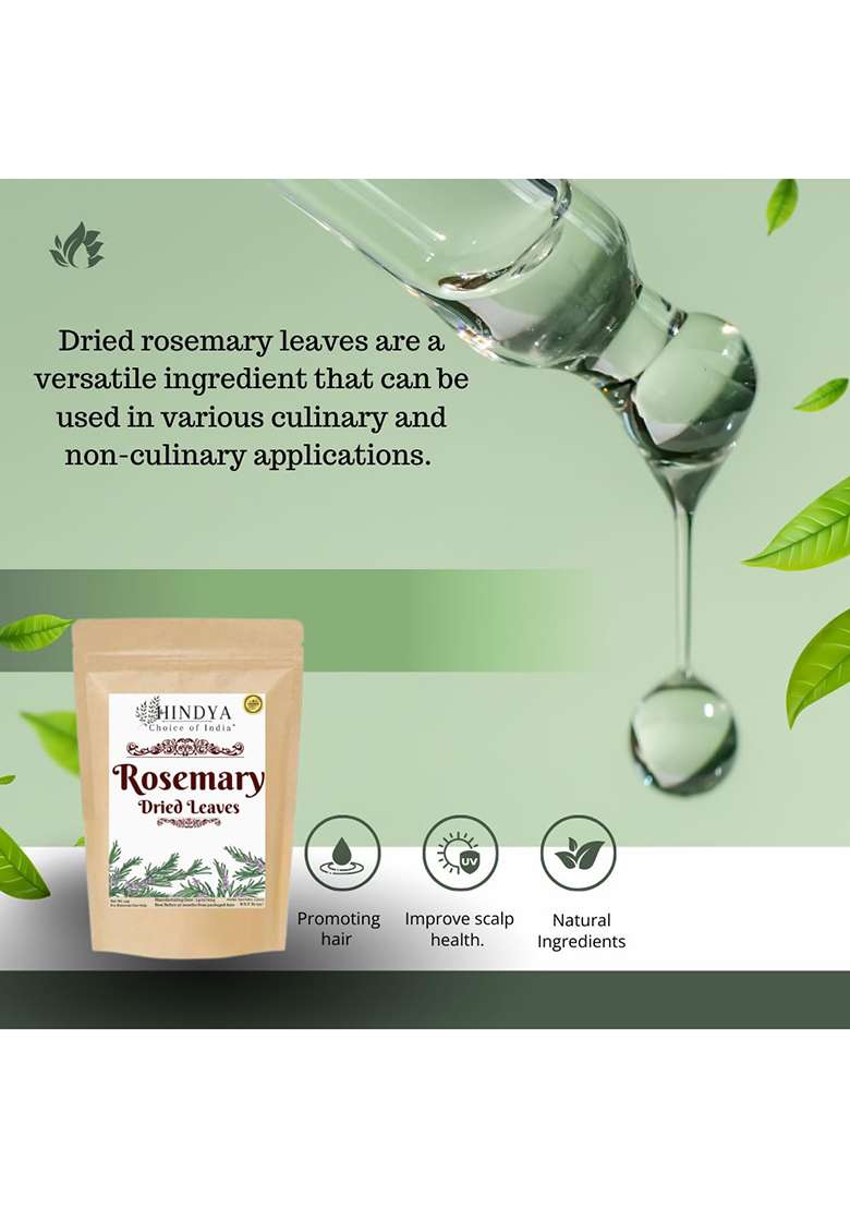 Hindya Ayurvedic Luxury Rosemary Leaves Organic | Dried For Hair Growth |100% Natural, Preservative Free Suitable Water And Oil Preparation - Indya