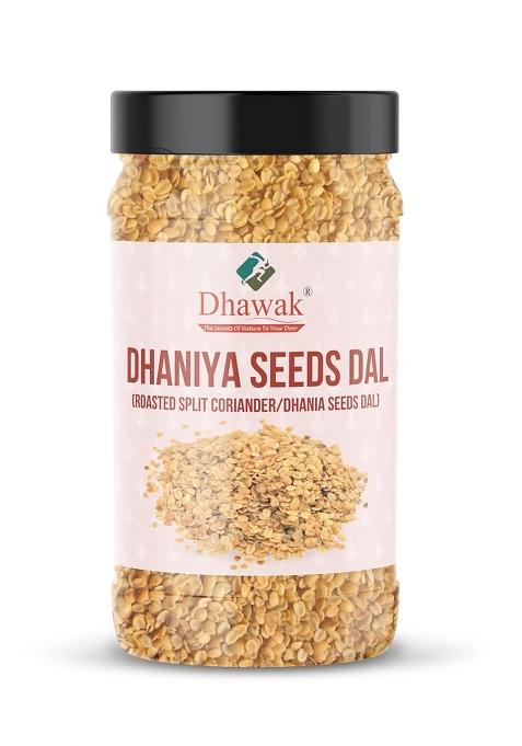 Dhawak Dhaniya Dal Roasted 500 Gms | Split Coriander Seeds [Jar Pack]