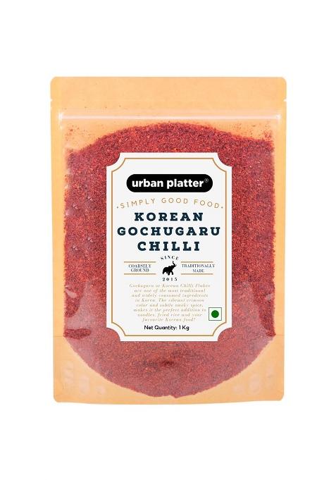 Urban Platter Korean Gochugaru Hot Pepper Powder 1Kg [Coarse Ground Dried Chilli Peppers | Smoky & Spicy| Use For Kimchi And Other Dishes]