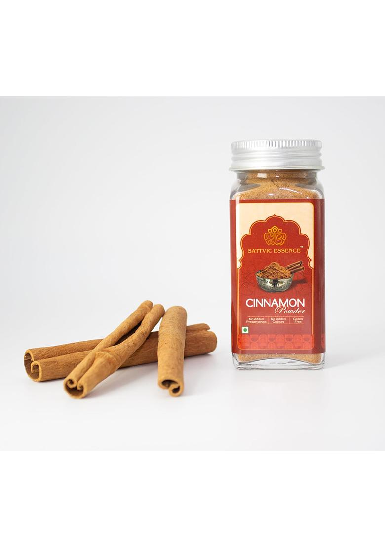 Sattvic Essence Pure Cinnamon Powder | Natural & Aromatic Dalchini Adds Warm Flavor To Tea, Baking Cooking No Preservatives Freshly Packed
