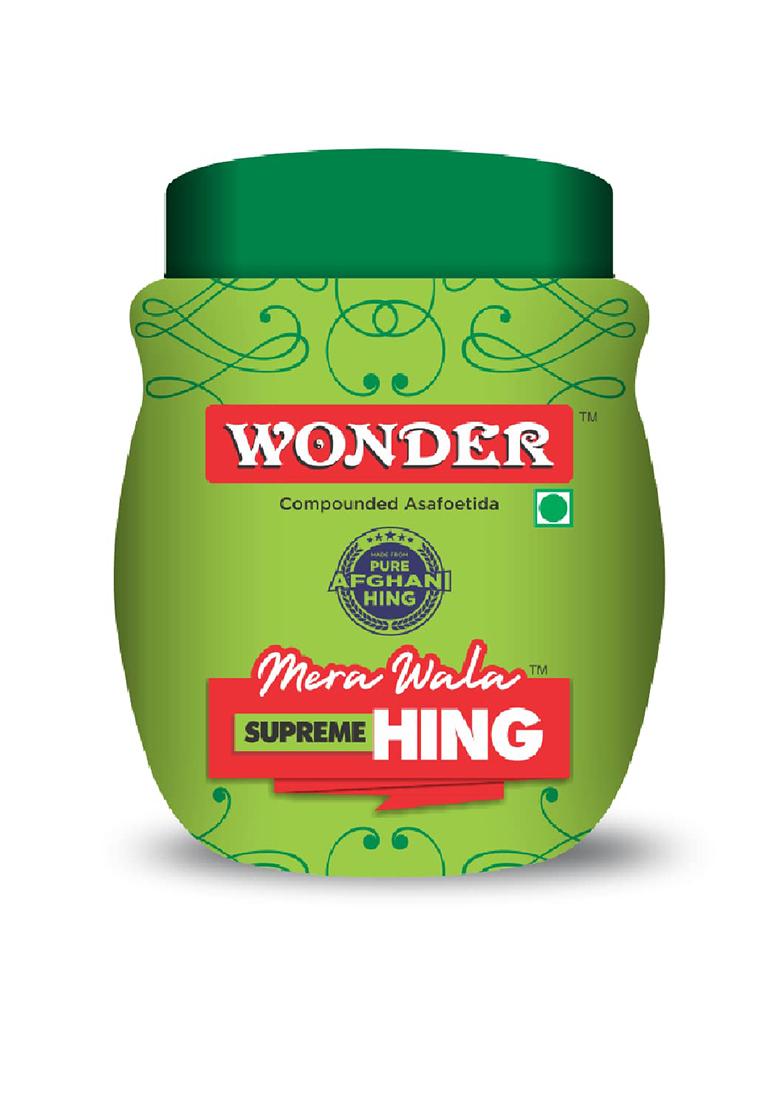 Wonder Mera Wala Supreme Compounded Hing 100 Grams / Pure Asafoetida Powder 100% Natural & Strong Aroma Hygienically Packed No Preservatives
