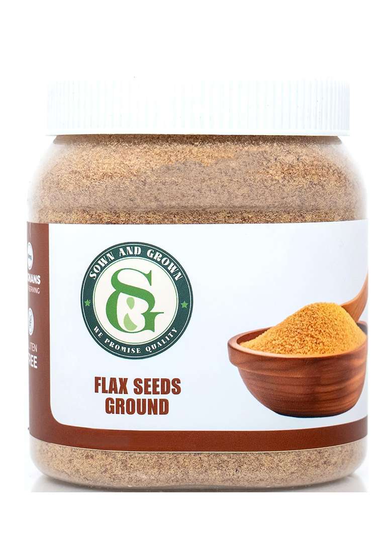 Sownandgrown Ground Flax Seeds Powder- 284G (Jar) | Alsi Powder Superfood Rich In Omega-3, Protein & Fiber Supports Hair Growth, Weight Loss Digestion Seed Flour For Baking Smoothies - Indya