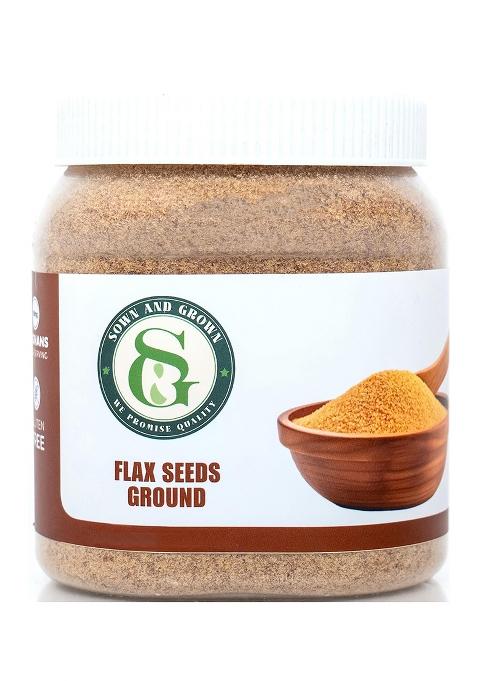Sownandgrown Ground Flax Seeds Powder- 284G (Jar) | Alsi Powder Superfood Rich In Omega-3, Protein & Fiber Supports Hair Growth, Weight Loss Digestion Seed Flour For Baking Smoothies