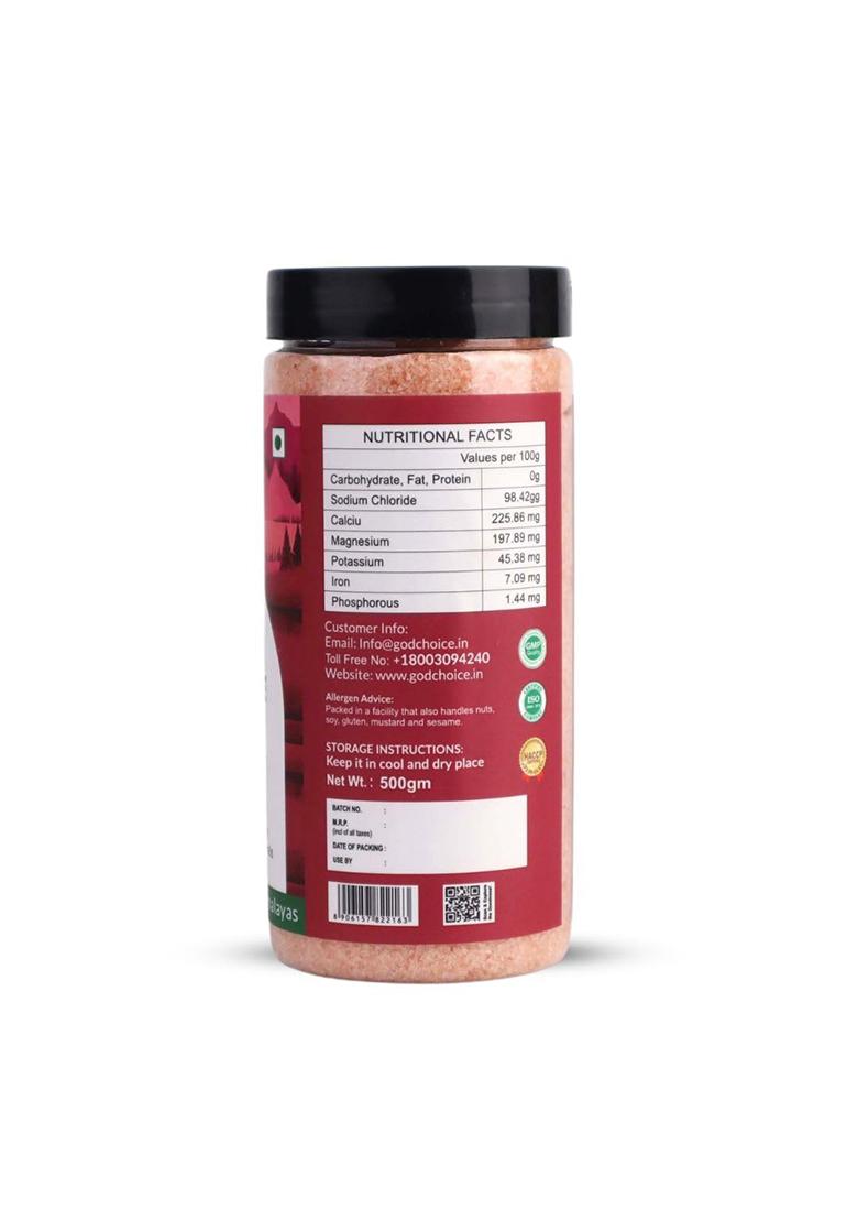 God Choice Organic Farms Himalayan Pink Salt 500G | Premium Sendha Namak Rock Sourced From The Ranges Unprocessed & Low Sodium Additive-Free Rich In Iron, Copper, Zinc Manganese Healthier Alternative For Cooking Fasting