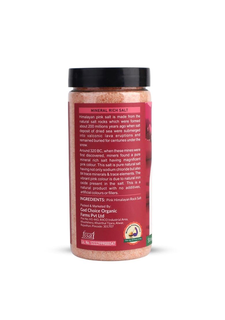 God Choice Organic Farms Himalayan Pink Salt 500G | Premium Sendha Namak Rock Sourced From The Ranges Unprocessed & Low Sodium Additive-Free Rich In Iron, Copper, Zinc Manganese Healthier Alternative For Cooking Fasting