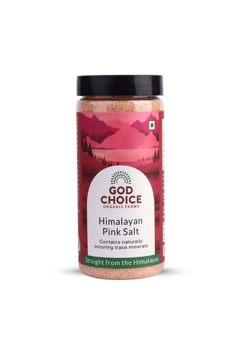 God Choice Organic Farms Himalayan Pink Salt 500G | Premium Sendha Namak Rock Sourced From The Ranges Unprocessed & Low Sodium Additive-Free Rich In Iron, Copper, Zinc Manganese Healthier Alternative For Cooking Fasting