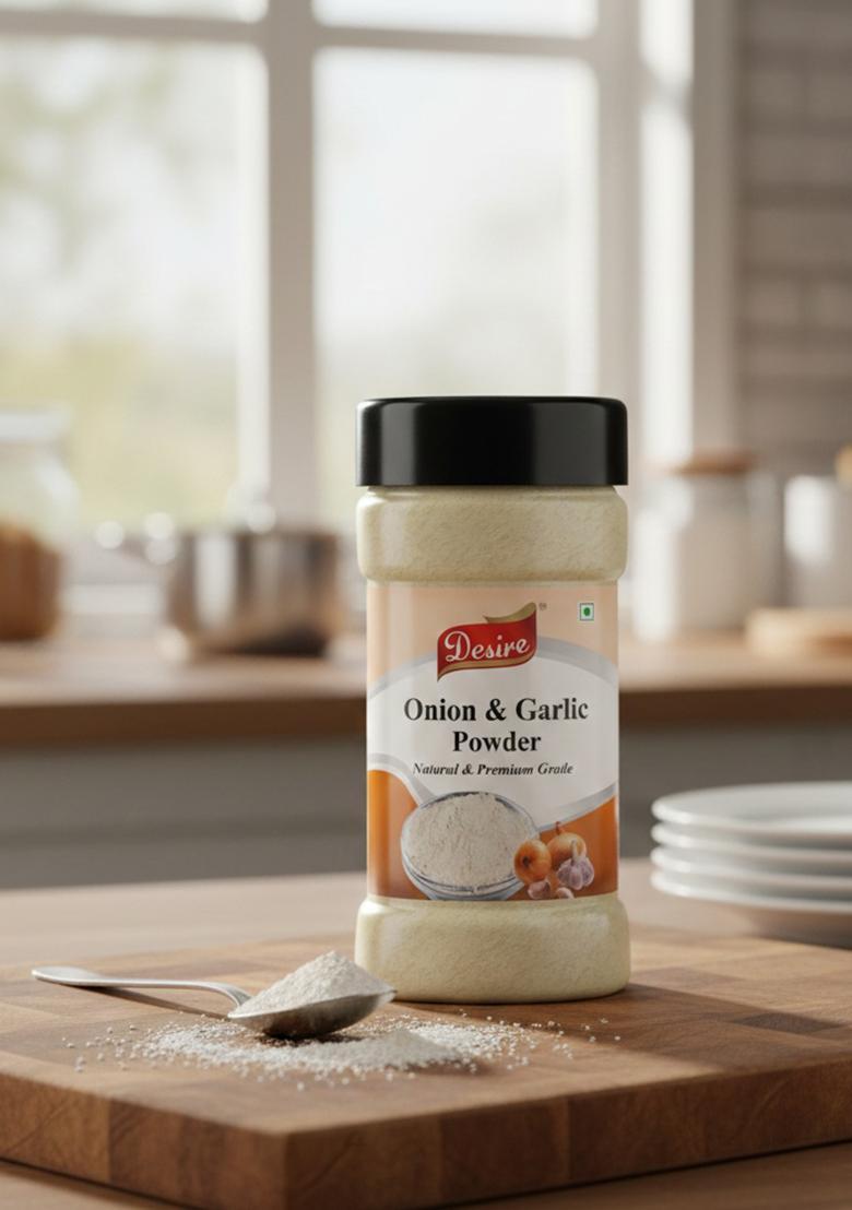 Desire Onion And Garlic Powder 100 Gram | Blend Of Pure, Natural Dehydrated & Perfect For Cooking, Seasoning, Spices No Additives, Non-Gmo
