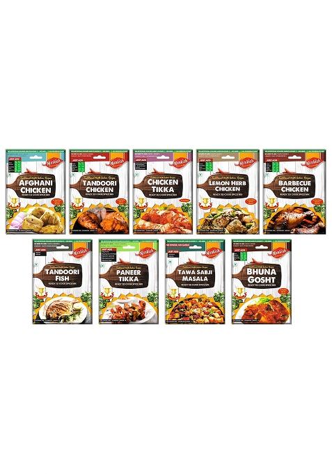 Nimkish Tandoori/Grill Ready To Cook Spices Combo Pack Of 9, Spices, Tasty Meals, Premix Powder Spice Mix