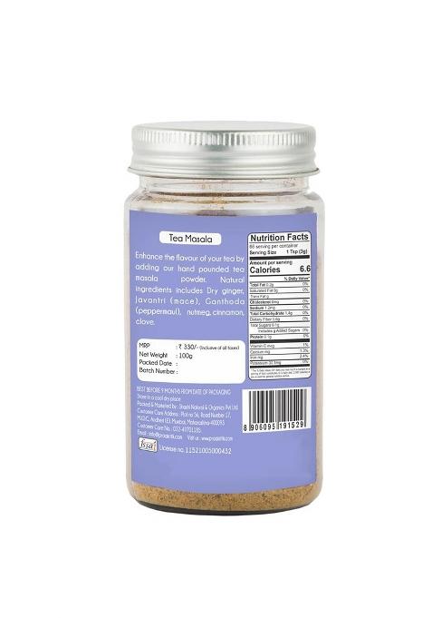 Praakritik Natural Tea Masala 100 Grams, Vegetarian, Chai Masala, Daily Use Healthy Spices