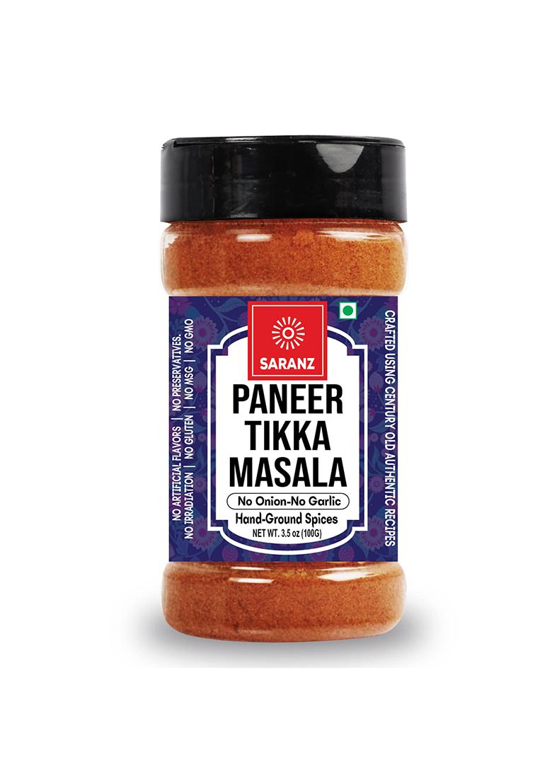 Saranz Paneer Tikka Jain Blended Masala Perfect For Cooking, Ready To Use, No Added Colours, Spice Powders And Masalas, Premium Artisanal Spices With Rich & Strong Flavour-100 Grams Sprinkler Jar