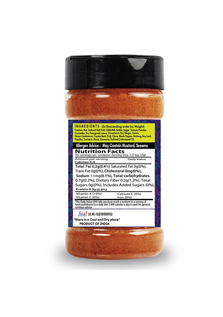 Saranz Paneer Tikka Jain Blended Masala Perfect For Cooking, Ready To Use, No Added Colours, Spice Powders And Masalas, Premium Artisanal Spices With Rich & Strong Flavour-100 Grams Sprinkler Jar