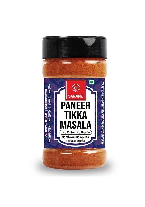 Saranz Paneer Tikka Jain Blended Masala Perfect For Cooking, Ready To Use, No Added Colours, Spice Powders And Masalas, Premium Artisanal Spices With Rich & Strong Flavour-100 Grams Sprinkler Jar