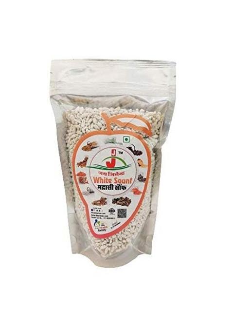 Jai Jinendra Peppermint Fennel Seeds- Madrasi Saunf - White (500Gm) Mouthfreshner | Refreshment Natural Coated And Scented Seed Thandi Mint Thandai Mouth Freshener Mukhwas