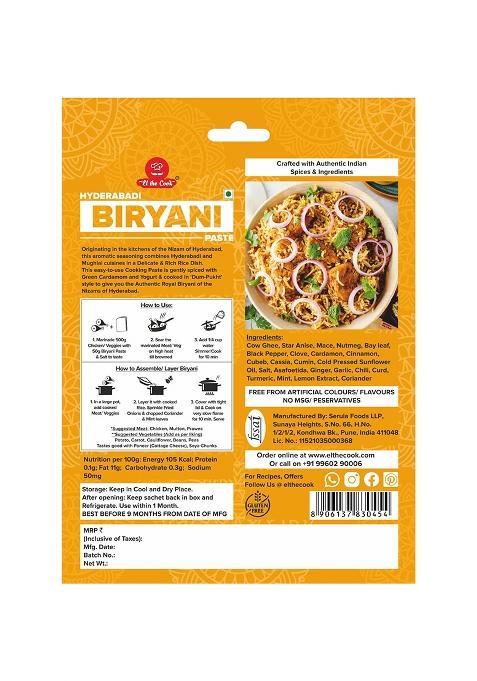 El The Cook Nizami Biryani Marinade | Medium Spicy Masala Paste Make Restaurant Style Chicken, Paneer, Vegetable Hyderabadi Dum At Home 50G Pack Serves 4-5 Ready To Of 2